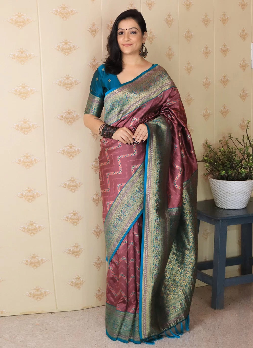 Banarasi Soft Silk Saree Online | Coral Zari Woven Saree