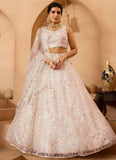 Cream net embroidered bridesmaid wedding lehenga choli