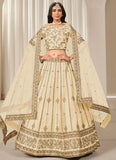 Designer Cream Reception Lehenga for Women