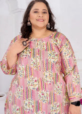 Stylish plus size ethnic kurti in Riyon Slub fabric