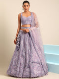 Delectable Lavender Net Lehenga Choli For Sangeet Function