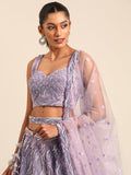 Delectable Lavender Net Lehenga Choli For Sangeet Function