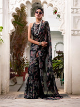 Black color brasso saree for cocktail parties