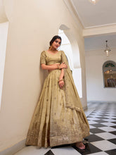 Gold crush lehenga with thread embroidery work