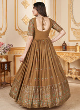 Designer Mustard Faux Georgette Readymade Anarkali Gown