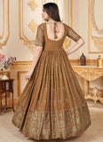 Designer Mustard Faux Georgette Readymade Anarkali Gown