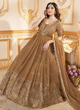 Designer Mustard Faux Georgette Readymade Anarkali Gown