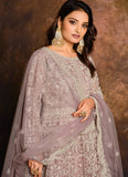 Designer Net Anarkali Salwar Suit In Lavender