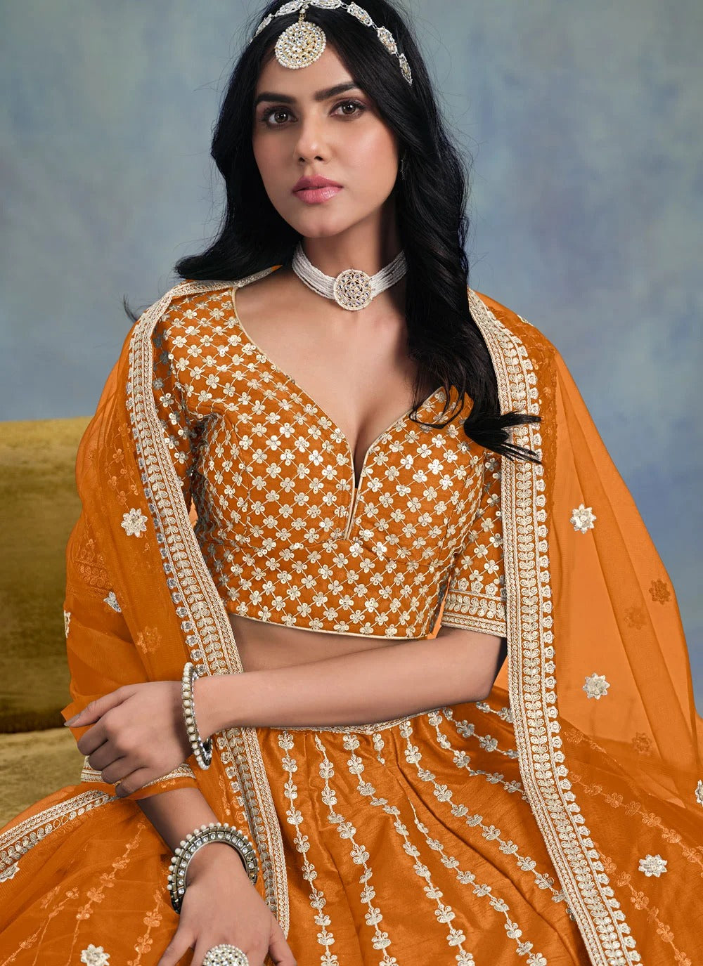 Orange Haldi Special Lehenga for Women