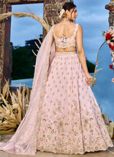 Designer pink ring ceremony lehenga for women