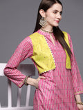 Designer Pink Velvet Kurta Palazzo Set
