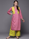 Designer Pink Velvet Kurta Palazzo Set