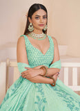 Designer Wedding Wear Georgette Lehenga Choli In Turquoise