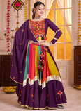Purple mirror work chaniya choli with tassel dupatta for festival wear