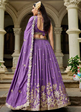 Divine Purple Georgette Lehenga with Sequins & Embroidery