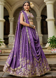 Divine Purple Georgette Lehenga with Sequins & Embroidery