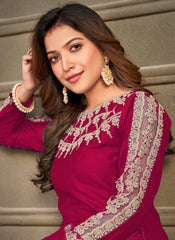 Eid Festival Special Maroon Art Silk Anarkali Suit