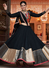 Elegant Black Navratri Chaniya Choli with Mirror Work In Viscose Rayon