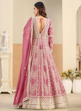 Elegant festive Anarkali suit with front and back embroidery