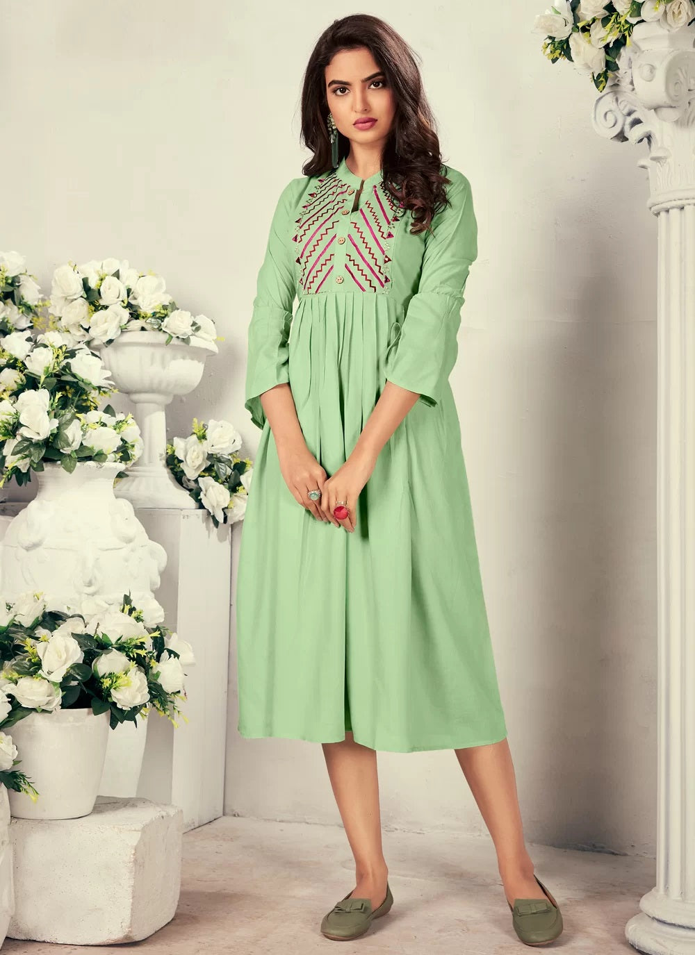 Elegant Heavy Rayon Embroidered Feeding Kurti for Stylish Moms