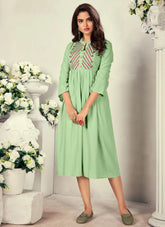 Elegant Heavy Rayon Embroidered Feeding Kurti for Stylish Moms