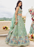 Ready to Wear Limegreen Satin Silk Bridal Lehenga for Weddings