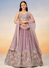 Elegant Mauve Poly Georgette Bridesmaid Lehenga Choli with Net Dupatta