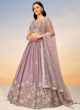 Elegant Mauve Poly Georgette Bridesmaid Lehenga Choli with Net Dupatta