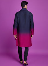 Elegant Navy Blue Men's Kurta with Hand Mirror Work for Navratri