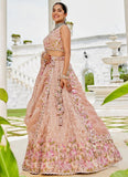 Stylish Nude Satin Silk Bridal Lehenga Choli with Dupatta