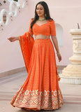 Orange bridesmaid lehenga with gota patti embroidery work
