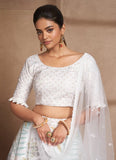 Elegant Organza & Net White Designer Indian Lehenga