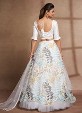 Elegant Organza & Net White Designer Indian Lehenga