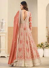Elegant peach reception wear Anarkali suit for women