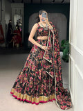 8 Meter Flair Black Chiffon Lehenga