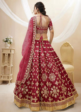Embroidered Art Silk Lehenga Choli In Red