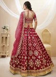 Embroidered Art Silk Lehenga Choli In Red