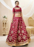 Embroidered Art Silk Lehenga Choli In Red