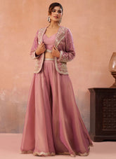 Pink indo western co-ord set with embroidered jacket