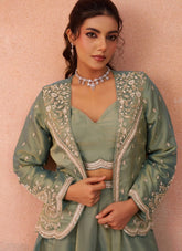 Pastel pista fusion outfit for mehndi and festive events