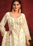 Embroidered Pakistani Suit for Women In Off White