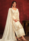 Embroidered Pakistani Suit for Women In Off White