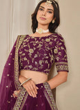 Elegant Purple Wedding Function Lehenga with Can Can