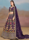 Enchanting Purple Georgette Engagement Wear Lehenga