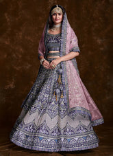 Enchanting Violet Art Silk Lehenga Set with Thread, Zari, Sequins Detailing