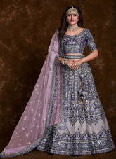 Enchanting Violet Art Silk Lehenga Set with Thread, Zari, Sequins Detailing