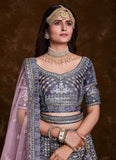 Enchanting Violet Art Silk Lehenga Set with Thread, Zari, Sequins Detailing