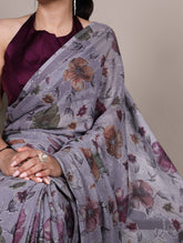 Floral brasso saree with natural silk blouse