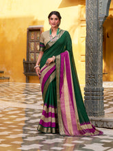 Green saree with zari weaving work