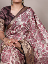 Tasar silk saree with viscose border